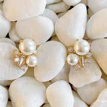 Load image into Gallery viewer, Estate Pearl And Shine Stud Earrings
