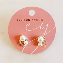 Load image into Gallery viewer, Estate Pearl And Shine Stud Earrings
